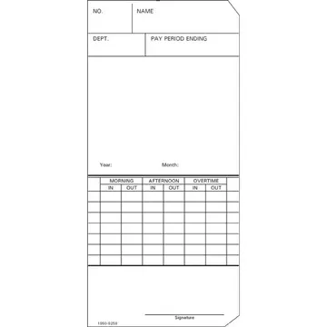1950-9259 Time Card