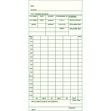85331 Semi-Monthly Time Card