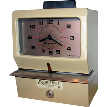 Acroprint 125 Mechanical Time Clock - tan metal case